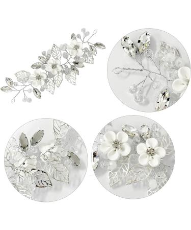 1 Piece Wedding Hair Accessories Bridal Crystal Hair Accessories Flower Hair Accessories Fashion Hair Accessories Bridesmaid Jewelry Perfect for Weddings Communions (Silver) - Buy Online on GoSupps.com
