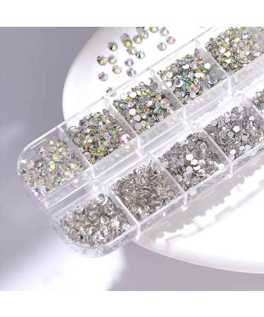 Cretty-Meet 1500pcs Rhinestones in 6 Sizes Flat Back Crystal AB Nail Art Gems Kit with Tools - Clear and Rainbow | Perfect for Nails, Face, Eye Makeup, and Crafts - Buy Online on GoSupps.com