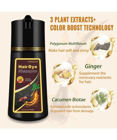3 In 1 Instant Black Hair Dye Kit - 100% Gray Coverage Quick 15-Minute Color Natural Plant Extracts & Conditioner - 500ml - Buy Online on GoSupps.com