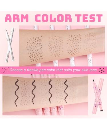 Real 2in1 eyeliner freckle pen 2 pieces Freckle Stamp and Black Liquid Eyeliner natural lifelike frisles makeup soft dots magical fake freckles waterproof long lasting light brown 2 pieces light brown - Buy Online on GoSupps.com