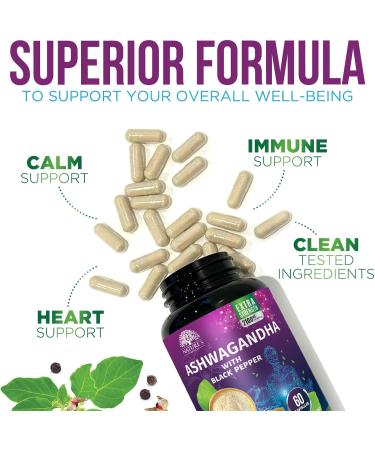 Ashwagandha Supplements 2100mg - 3X Strength Ashwagandha Powder & Root Extract with Black Pepper for Max Absorption Antioxidant Supplements for Women & Men Vegan Bottled in USA - 120 Capsules 120 Count (Pack of 1) - Buy Online on GoSupps.com
