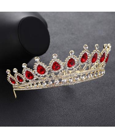Lurrose Bridal Rhinestone Crown Headpiece - Elegant Red Alloy Hair Accessory for Women & Girls - 1 PC with Comb - Buy Online on GoSupps.com