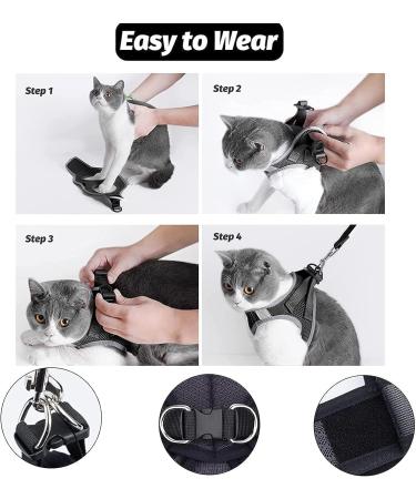 Cat Harness and Lead Set Soft Mesh Puppy Harness for Outdoor Escape-Proof Cat Kitten Harness with Leash Set for Walking Leash Adjustable Reflective Strips Vest Harnesses S Black - Buy Online on GoSupps.com