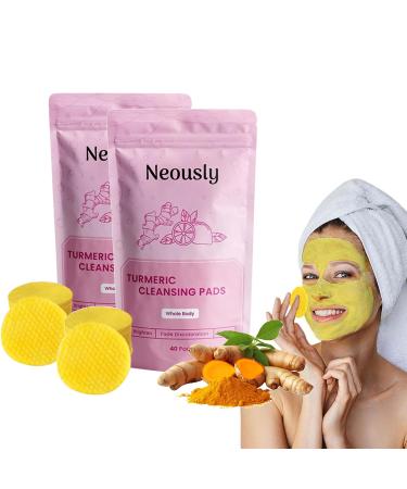 Turmeric Kojics Acids Pads Neously | 80 Pieces Turmeric Whitening Cotton Pads | Kojics Acids And Turmeric Cleansing Pads | Turmeric Facial Pads To Reduce Blemishes