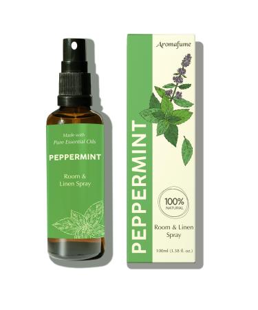 Peppermint Room Linen & Pillow Spray by Aromafume | 100ml/3.38 fl oz | with Pure Peppermint Essential Oil | Aromatherapy Spray for Relaxation Sleep & Stress Relief | Mist for Bedding Fabrics