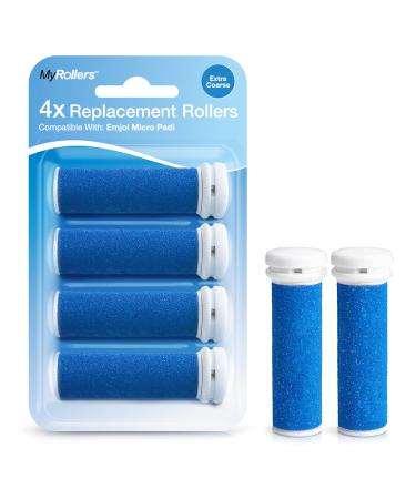 4 x Extra Coarse Blue Replacement Rollers Compatible with Emjoi Micro Pedi - Electric Foot File Roller Heads for Rough Dry and Callused Feet