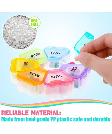 2 Pack Travel Weekly Pill Organizer - Portable 7 Day Pill Box - Cute Flower Design - Medicine Containers for Daily Use - Multi Colored Pill Dispenser - Buy Online on GoSupps.com