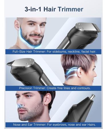 All-in-One Beard Trimmer Hair Clipper for Men | Grooming Kit with Rechargeable Cordless Hair Trimmer, Nose Trimmer, Electric Shaver | Stainless Steel Blades for Painless Hair Removal - Buy Online on GoSupps.com