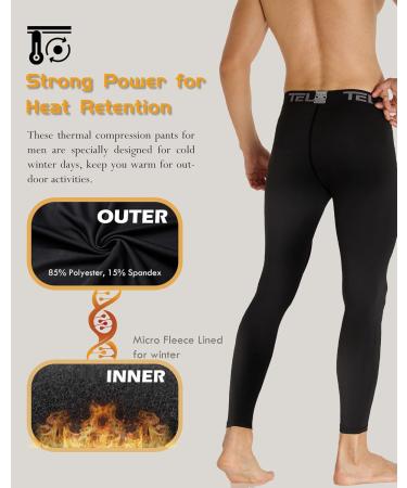Men's Thermal Compression Pants 4 Pack - Fleece Lined Sports Tights for Cold Weather - Small - Buy Online on GoSupps.com