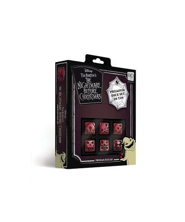 USAOPOLY Nightmare Before Christmas Premium Dice Set | Collectible d6 Dice | Red & Black Custom Dice with Collectible Tin Case | Officially Licensed Disney 6-Sided Dice (AC004-291-002000-12)