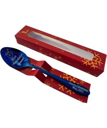 Premium Hot Chocolate Spoon with Christmas 2023 Gift Box - 15cm Size - Available in Silver Gold Rose Gold Black Blue Rainbow and Purple - Holiday xnas Gift - Buy Online on GoSupps.com