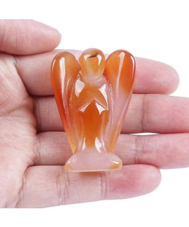 Lovionus89 Natural Carnelian Guardian Angel Statue - Hand Carved Healing Crystal Pocket Figurine (5CM) for Home Decor - Buy Online on GoSupps.com