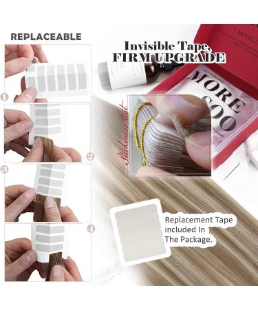 Moresoo 18 Inch Tape in Hair Extensions Light Brown Platinum Blonde 20Pcs/50g Remy Human Hair #8/22/8 - Buy Online on GoSupps.com