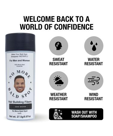 Dark Brown Hair Building Fibers for Men & Women - Hair Thickener & Bald Spot Cover Up - No More Bald Spot Scalp Concealer Powder - Buy Online on GoSupps.com