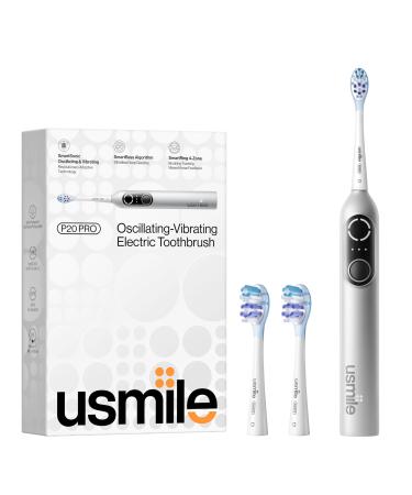 usmile P20 PRO Oscillating-Vibrating Electric Toothbrush Electric Toothbrush for Adults Rechargeable Travel Powered Toothbrush with Timer 90-Day Battery Life