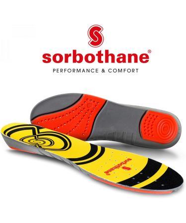 Sorbothane Double-Stitched Insoles - Yellow EU 44-45 (UK 10) | Premium Comfort for All-Day Support - International Shipping Available - Buy Online on GoSupps.com