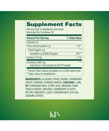 KP+ Cranberry Gummies 500mg 60 Vegetarian Gummies Urinary Tract Health Support Pack of 1 - Buy Online on GoSupps.com