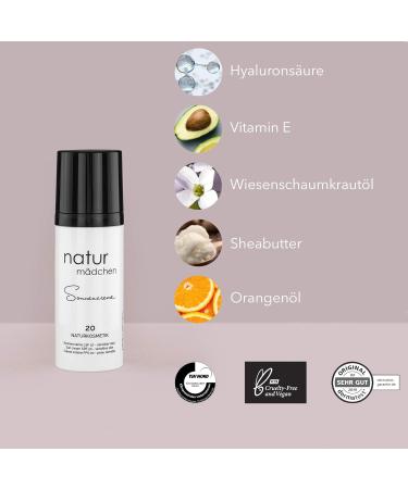 Natural Girl Organic Sunscreen SPF 20 - Vegan Anti-Aging Cream with Zinc Oxide & Hyaluronic Acid - 50ml | Made in Germany UVB & HEV Protection Dermatologically Tested - Buy Online on GoSupps.com