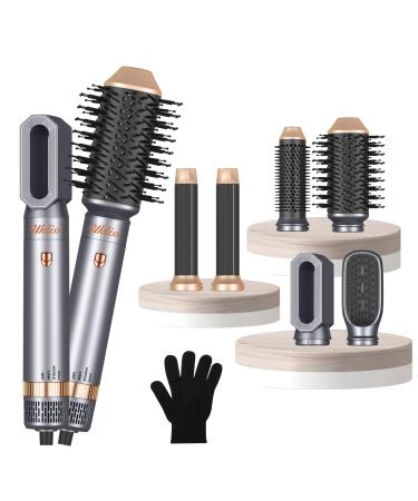 Air Styler Hairstyler 6 in 1 hair dryer hairstone 30 mm curling iron with air give the hair volume smooth curly and blow dry (no rotating warm air brush) gray