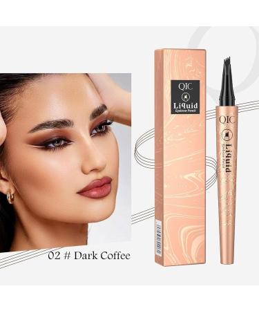 PUCHEN Liquid Eyebrow PencilStylist Smudge Resistant Liquid Brow Filler Fadeless Makeup Pen 4 Point Creates Natural Looking Precise Brow Fills in Sparse Areas 02 Dark Coffee Color - Buy Online on GoSupps.com
