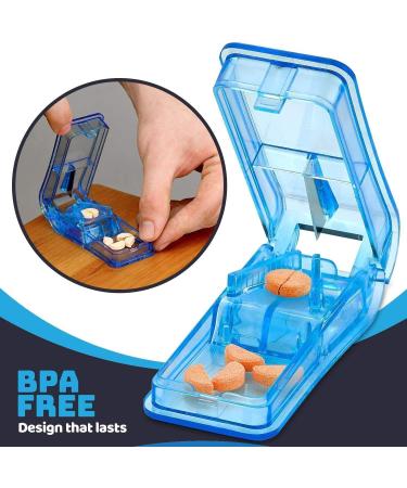 Lot de 3 coupe-pilules Concasseur et coupe-comprim s en V Grip pour vitamines petites et grandes pilules et m dicaments S parateur de pilules transparent avec tui diviser (2) Bleu + (1) Transparent - Buy Online on GoSupps.com