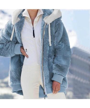 Ronony Women's Plush Jacket - Cozy Teddy Fleece Zip Hoodie for Teen Girls | Stylish Winter Coat in Blue - Buy Online on GoSupps.com