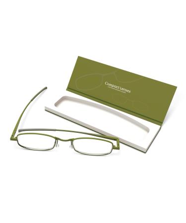 IF Compact Lenses Readers Slim Flat-Folding Unisex Reading Glasses - Olive +1.5"