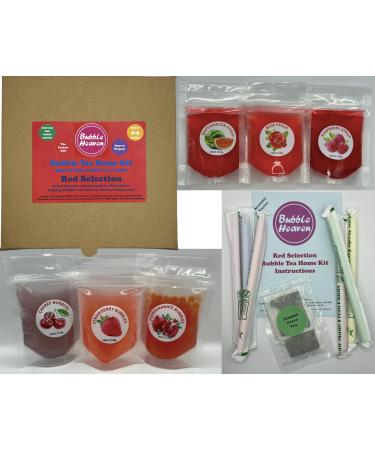 Fruity Red Selection Boba Bubble Tea Make at Home Kit 6-9 Extra Large Drinks - Buy Online on GoSupps.com