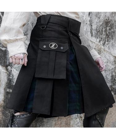 Men's Scottish Kilt Set - Red Checked Patchwork Medieval Skirt | Classic Cut Breathable Streetwear | Size 4XL - Buy Online on GoSupps.com