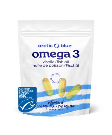 Arctic Blue Fisch l capsules with vitamin D - high -dose with 550 mg DHA and 275 mg EPA - excellent with MSC seal for sustainable fishing - pure Alaska Saxple oil - Buy Online on GoSupps.com