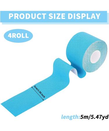 4 Roll Kinesiology Tape 5m Extra Sticky Kinesiology Tape Elastic Muscle Support Tape Waterproof Athletic Physio Muscles Strips Breathable for Exercise Sports & Injury Recovery Sky Blue - Buy Online on GoSupps.com