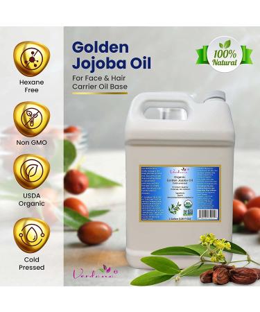USDA Organic Golden Jojoba Oil - Cold Pressed, 100% Pure, Hexane Free - 1 Gallon - Buy Online on GoSupps.com