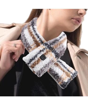 Vesone neck heating pillow - heated scarf with three temperature settings |Nack warmer heating pillow outdoor warming collar men girls women cream white striped