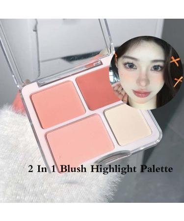 2 in 1 Blush Highlight Palette 2 in 1 Powdery Cream Texture Blush & Highlighter Matte Powder Blush Palette Long-Lasting 4-Color Sculpt the Face Makeup Suitable for All Skin Types(#02) - Buy Online on GoSupps.com