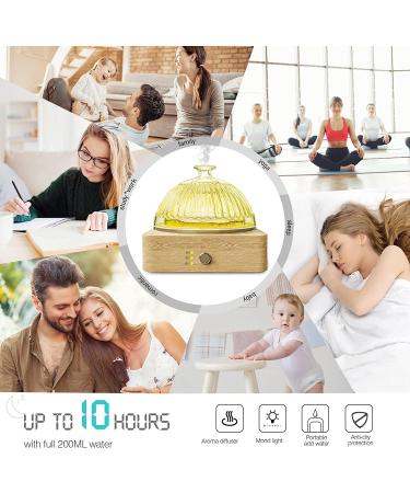 200ml Glass Essential Oil Diffuser with Wood Base | Ultrasonic Air Diffuser for Large Room | Timer & 7 Color Light | Waterless Auto Off | Plastic-Free Aroma Vaporizer - Buy Online on GoSupps.com