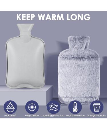 BOLEi 2L Hot Water Bottle with Cosy Faux Fur Cover - Leakproof Large Hot Water Bag for Pain Relief & Warmth - Ideal for Women, Seniors & Children - Blue - Buy Online on GoSupps.com