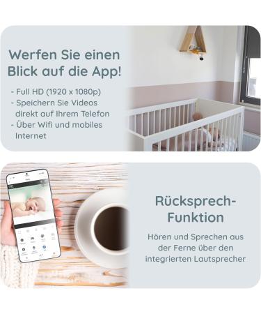 Alecto Smartbaby5 Baby Monitor Camera - WLAN Intercom Infrared Night Vision Motion Detection HD App Control - White - Buy Online on GoSupps.com