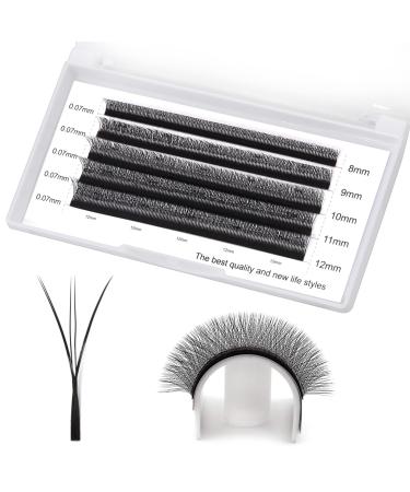 W Lash Extensions D Curl .07mm 8-12mm Mix Tray Premade Volume 6D Fans Eyelash Extension .07 Mix W Type Wispies Soft Eye Lashes Supplies by EMEDA (0.07 D 8-12mm) 6D W Lashes D Curl 8-12mm Mix 0.07