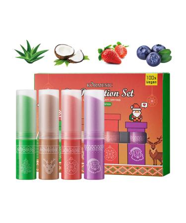 JasCherry 4 Pcs Chapped Lip Protection Set Lip Balm Fruit Lip Gloss Nourishing Lip Treatment Moisture Lip Care Cream Natural Bright Repair Dry Lips Long Lasting Lip Care for Men Women Girl