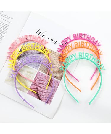 Dizila 12 Pack Candy Color Happy Birthday Headbands for Girls - Party Decoration Tiara Crowns for Kids & Teens - Buy Online on GoSupps.com