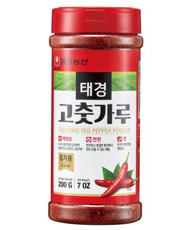 Taekyung Chili Powder For Kimchi (Flake 7oz) - Korean Gochugaru. Red Pepper Spice Seasoning for Asian Food. MSG Free. 7 Ounce (Pack of 1)