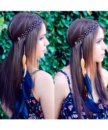 Boho Feather Headband - Tassel Halloween Hair Hoop for Women | Beige Tone - Buy Online on GoSupps.com