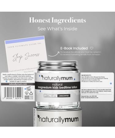 NaturallyMum - Magnesium Bedtime Lotion for Kids & Babies NATURAL & SAFE - Topical Kids Magnesium Cream Lotion for Sleep - Safe for Babies (6M+) - Support for Sleep Bone & Overall Kids Health - Buy Online on GoSupps.com