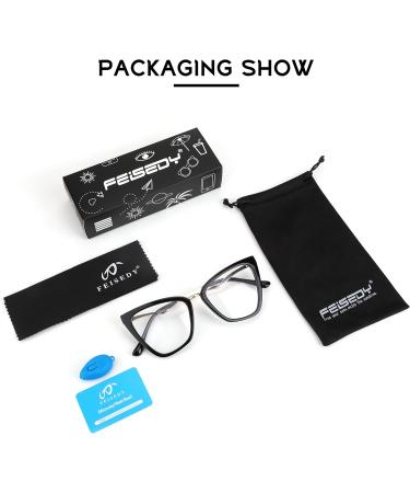 FEISEDY Blue Light Blocking Glasses - Stylish Cateye Computer Glasses for Women & Men | Black Frame B2914 53mm - Buy Online on GoSupps.com