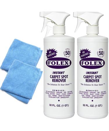 Black Swan Distributors - 2 FOLEX Instant Carpet Spot Removers (32 oz) & Reusable Microfiber Cleaning Cloths (15x15 in) - Household Stain Treater Kit