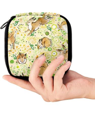 GIAPB Period Bag - Vintage Rabbit and Flowers Sanitary Napkin Storage and Makeup Pouch (Color3714) - Buy Online on GoSupps.com