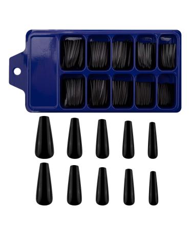 SAVITA 100Pcs Extra Long Press on Nails Acrylic Artificial Fake Nails Coffin Long Ballerina Full Cover False Nails for Nail Art Nail Salon Supplies (Black) - Buy Online on GoSupps.com