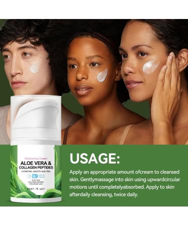 Aloe Vera Moisturizer Facial Cream Firming Anti-Wrinkle Cream with Aloe Vera and Collagen Peptides For dry rough taut skin firming and moisturizing sagging skin 1.7 Fl Oz - Buy Online on GoSupps.com