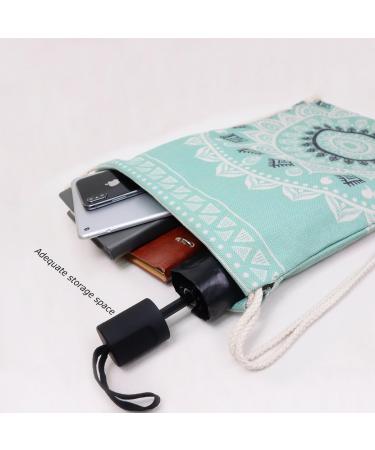 Mandala Style Drawstring Backpack - Aqua Fair Canvas Beach Sport Daypack by Miomao - Buy Online on GoSupps.com