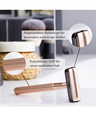 COLORGLIDE Razor Plane for Women | Zero Waste Safety Razor Set with Stands & Blades | Closed Comb Ladies Razor in Gold | Eco-Friendly Grooming Solution - Buy Online on GoSupps.com